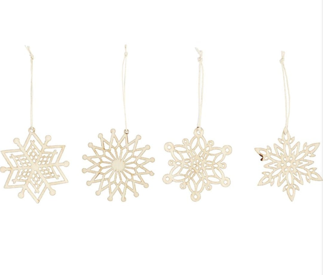 7cm Wooden Xmas Snowflake Ornament