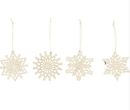 7cm Wooden Xmas Snowflake Ornament