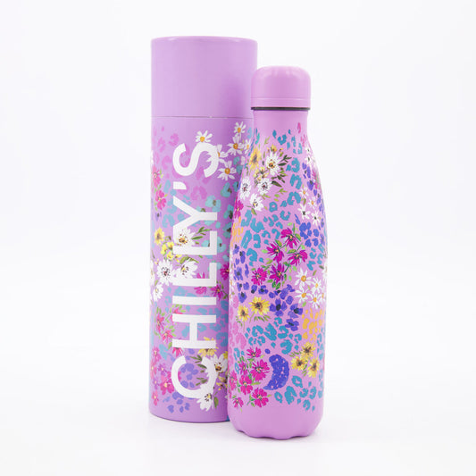 Chillys 500ml Bottle Floral Leopard