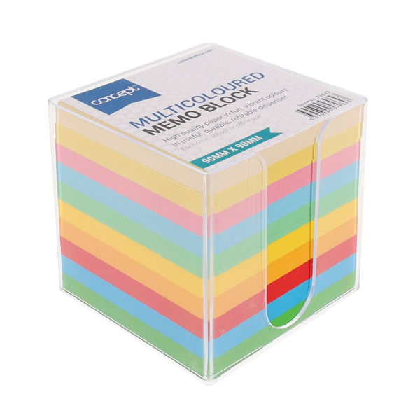Multicoloured Paper Block Memo In Holder