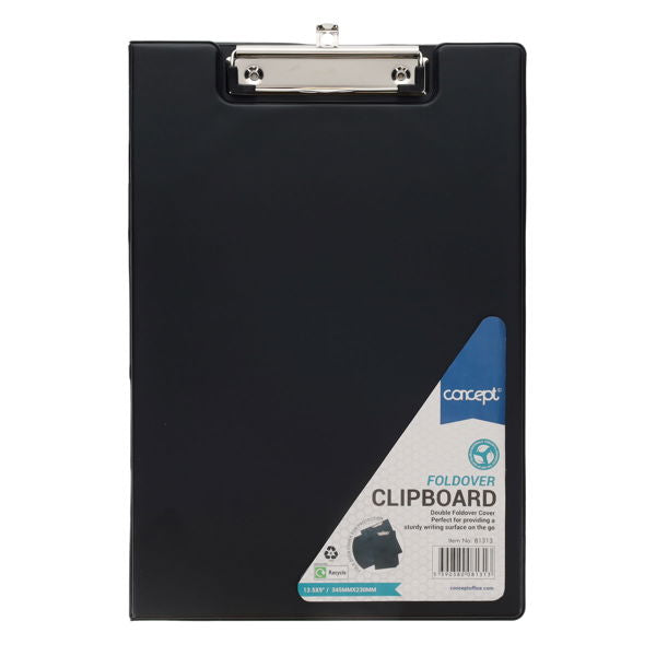 Concept A4 Pvc Double Foldover Clip Board - Black