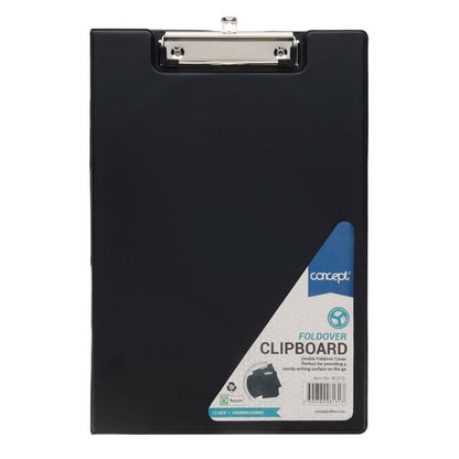 Concept A4 Pvc Double Foldover Clip Board - Black