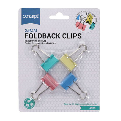 Concept 4pk 25mm Foldback Clips