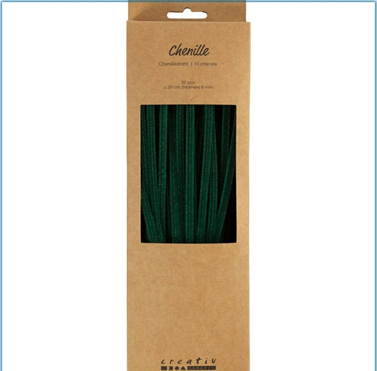 50 Dark Green Pipe Cleaners 30cm