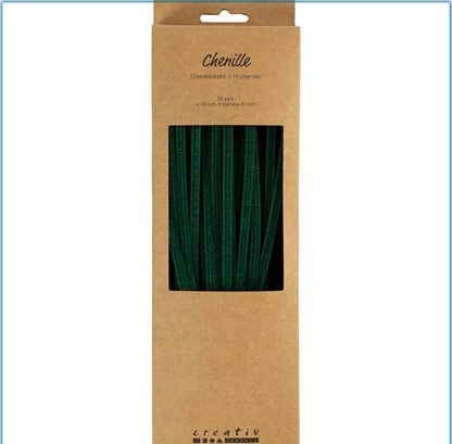 50 Dark Green Pipe Cleaners 30cm