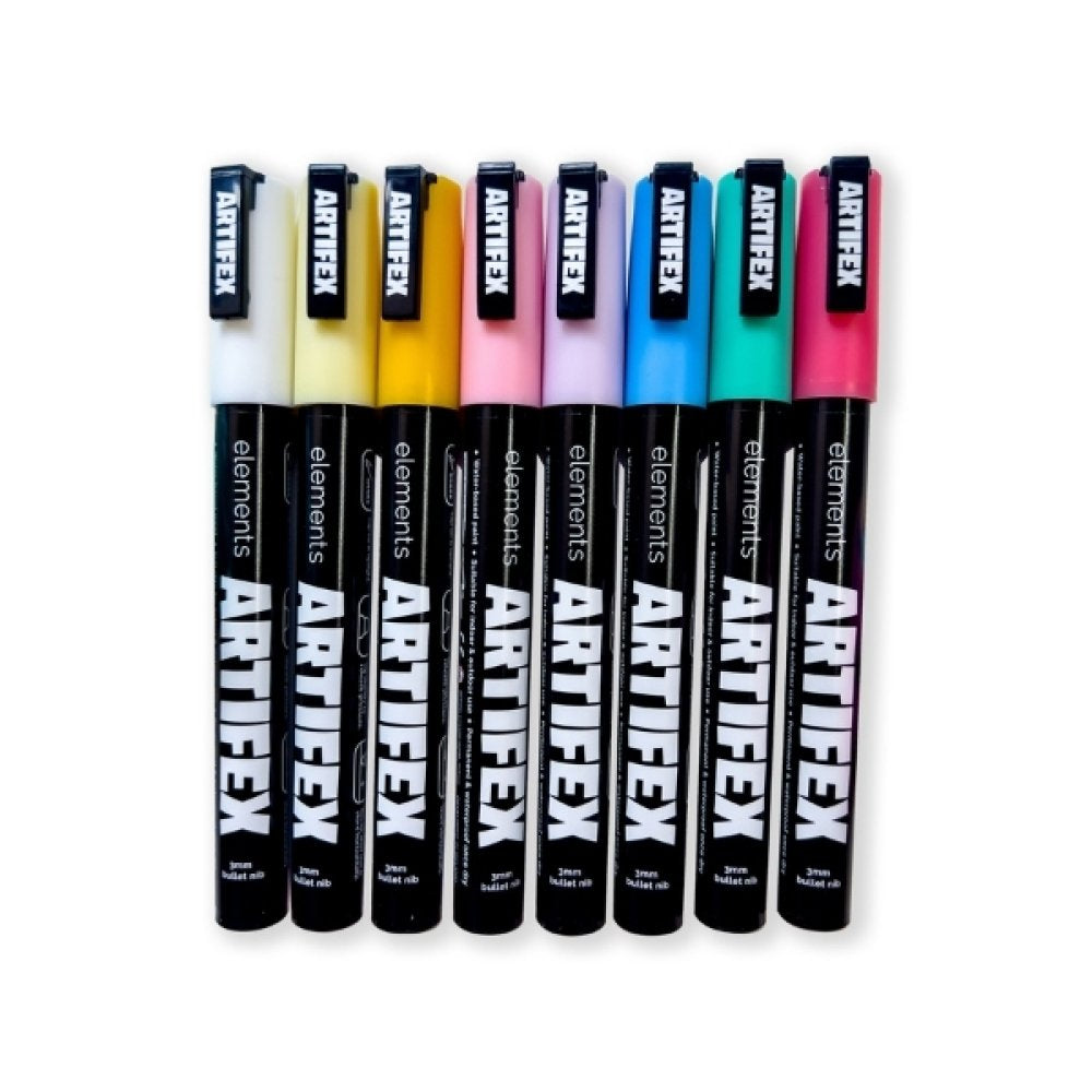 Elements Artifex 8pk Acrylic Paint Markers 2-3mm Pastels