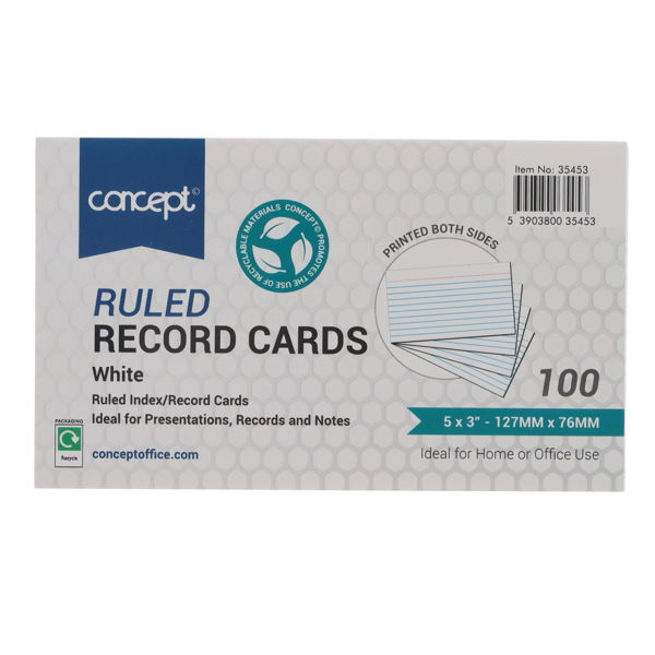 Record Cards 5x3 White Lined