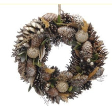 30cm Gold Leaf & Cone Wreath