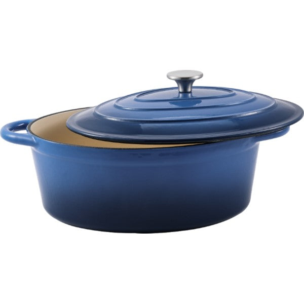 30cm Blue Oval Casserole Cast