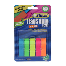 Stik-Ie Notes 5x20 Sheet Pop Up Flag Page Markers - Neon