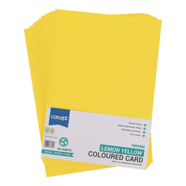 A4 Card Lemon 160Gsm 50Pk