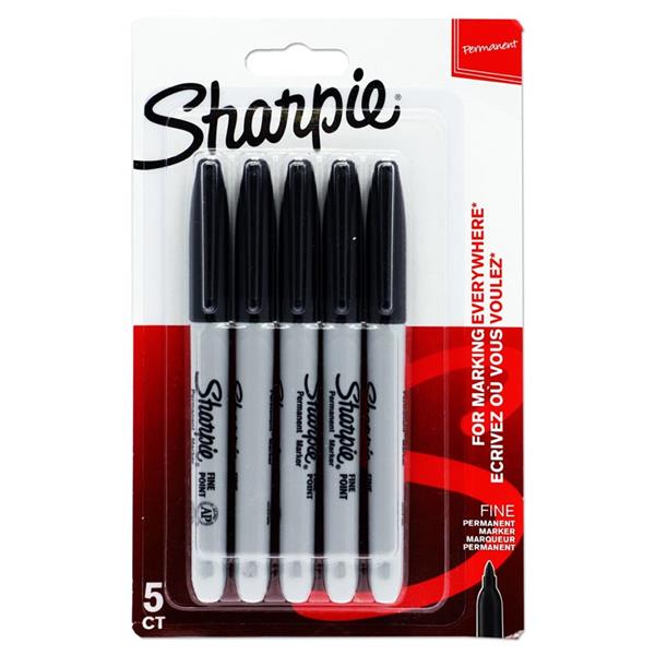 Sharpie 5pk Black Fine Point Tip Permanent Markers