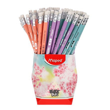 Maped Black Peps Ergo HB Pencil & Eraser - Pastel 3 Colours