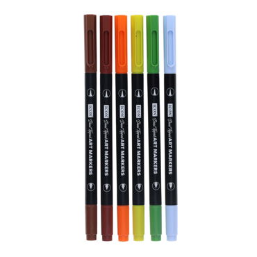6 Art Markers Dual Tipped Brus