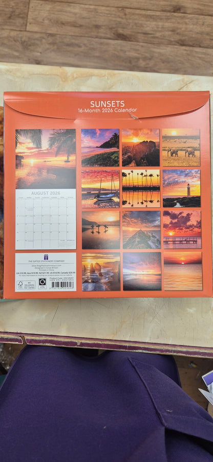 2026 Calendar Sunsets