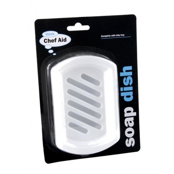 White Plastic Soap Dish with Drip Tray