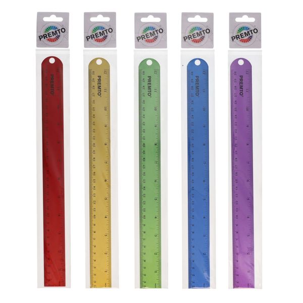 Premto 30Cm Deadlength Aluminium Ruler - 5 Asst