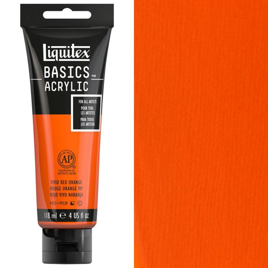 Liquitex Basics Acrylic 118Ml Vivid Red Orange