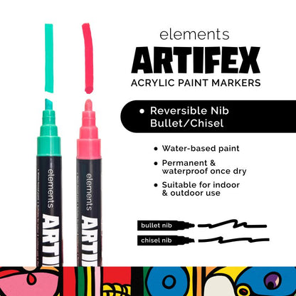 Elements Artifex 8pk Acrylic Paint Markers 2-3mm Pastels
