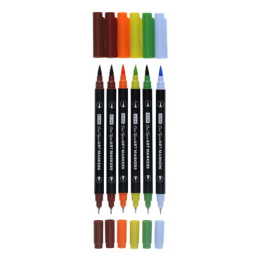 6 Art Markers Dual Tipped Brus