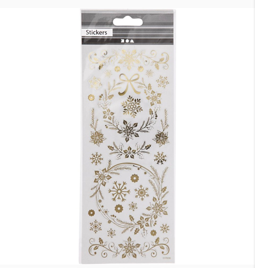 Christmas Stickers Gold Star & Snowflakes