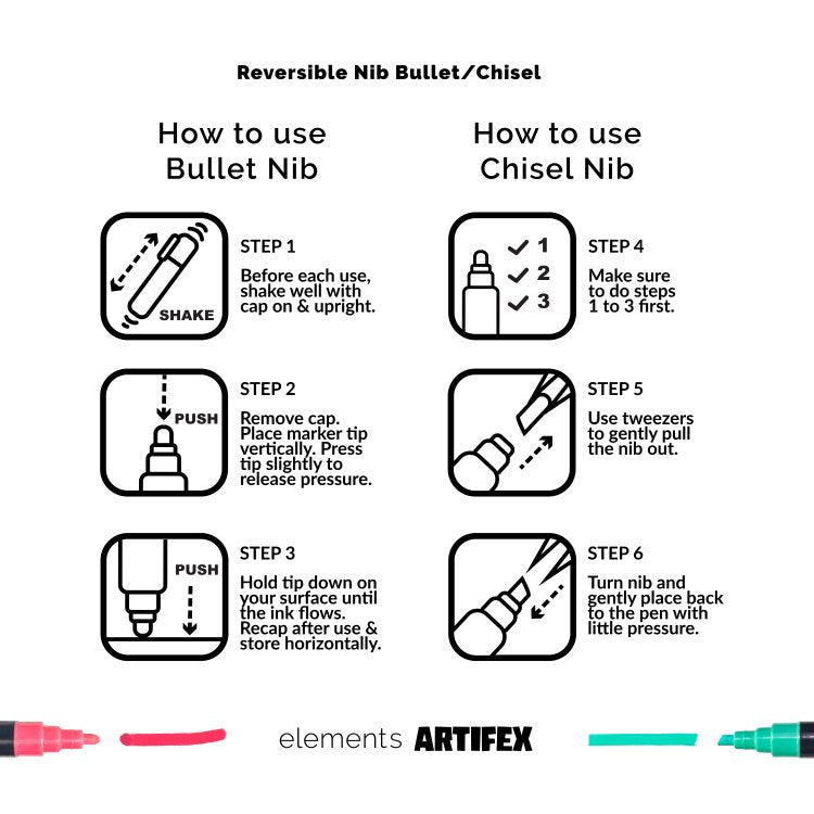 Elements Artifex 8pk Acrylic Paint Markers 5-6mm Pastels