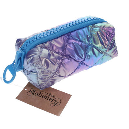 Pencil Case Puffy Metallic Blue