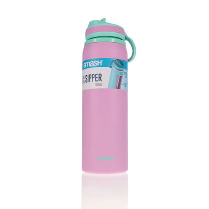 Smash 700ml Steel Sipper Bottle Pink