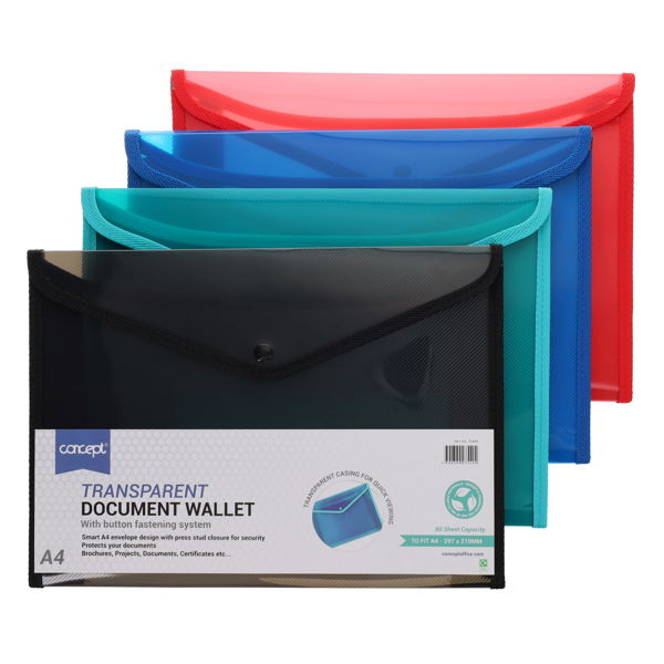 A4 Button Document Wallet