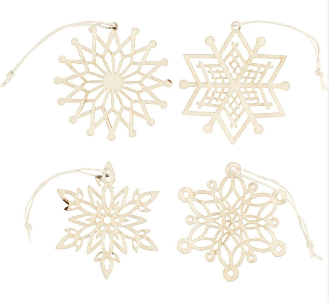 7cm Wooden Xmas Snowflake Ornament