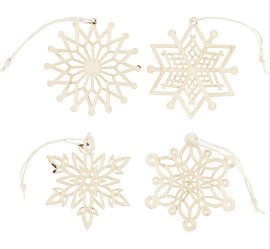 7cm Wooden Xmas Snowflake Ornament