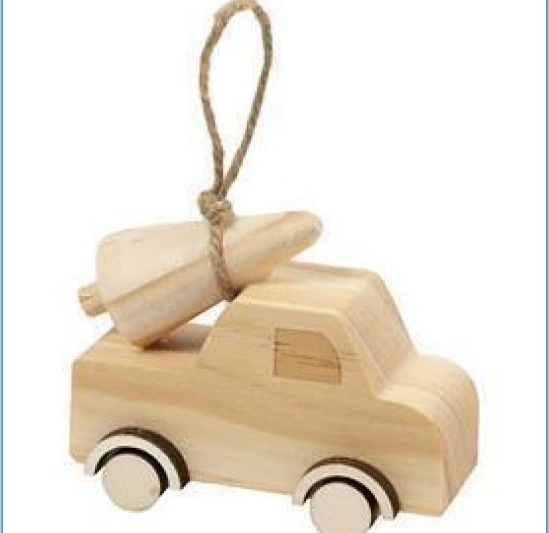 Wooden Lorry With Christmas Tree