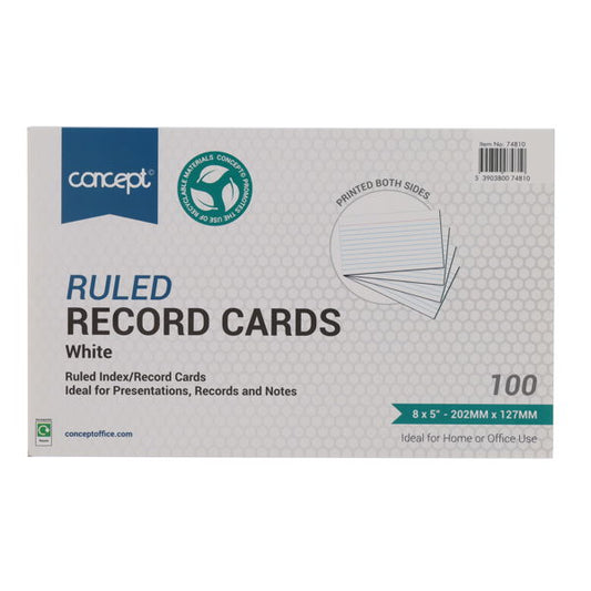Record Cards 127x202mm White Lined