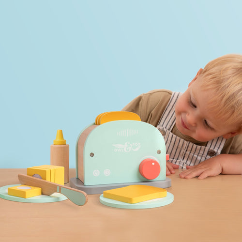 Owl & Fox Wooden Toaster Set