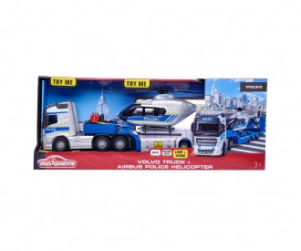 Majorette Volvo Truck & Airbus Police Helicopter Transporter