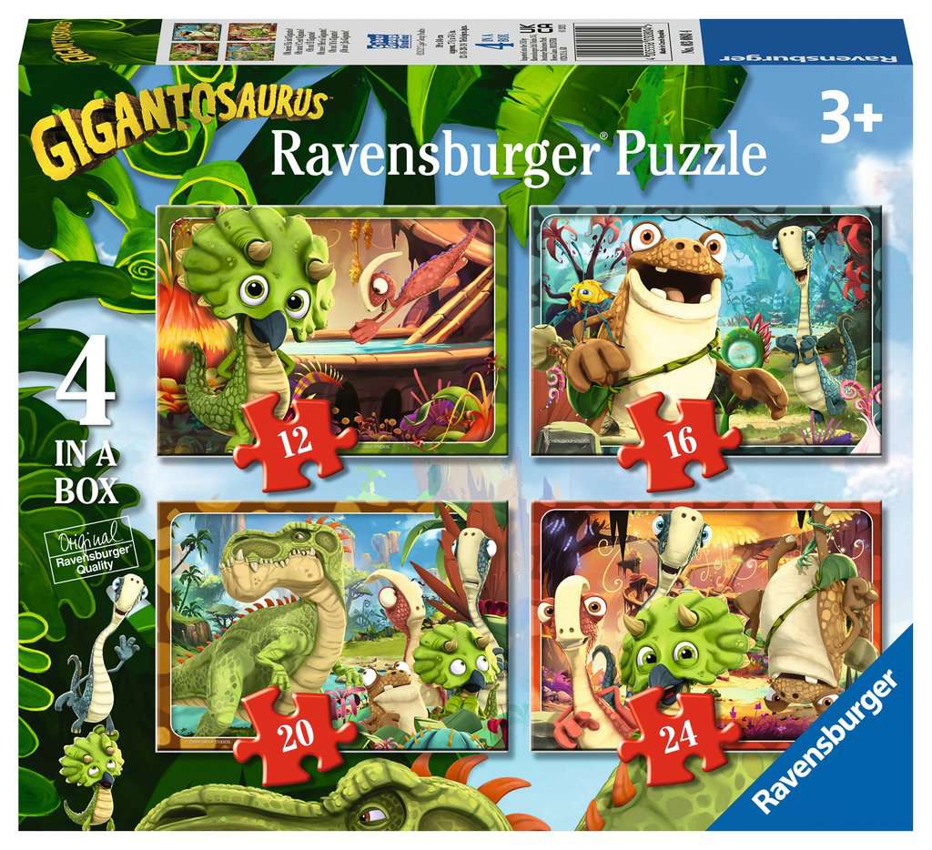 RAVENSBURGER GIGANTOSAURUS 4 IN A BOX (12, 16, 20, 24 PIECE) JIGSAW PUZZLES