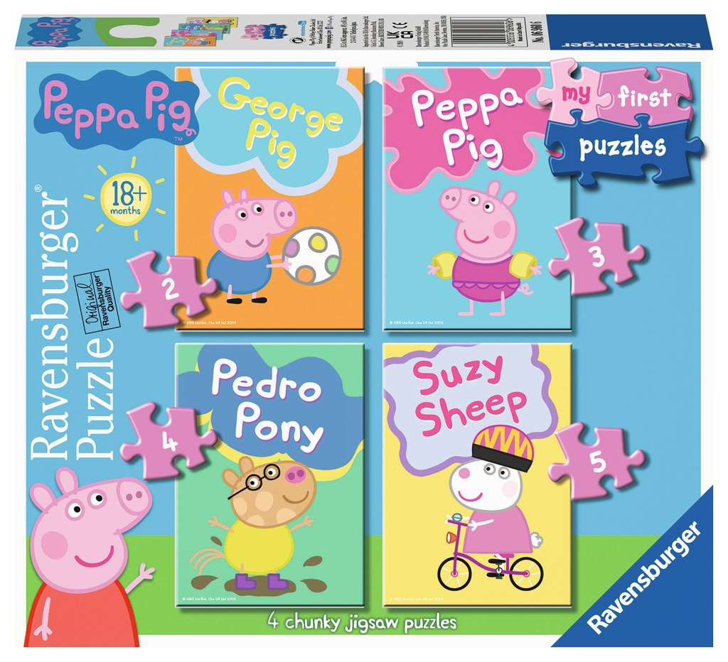 RAVENSBURGER MY FIRST PUZZLE PEPPA PIG 4 IN A BOX (2, 3, 4, 5 PIECE) JIGSAW PUZZLES