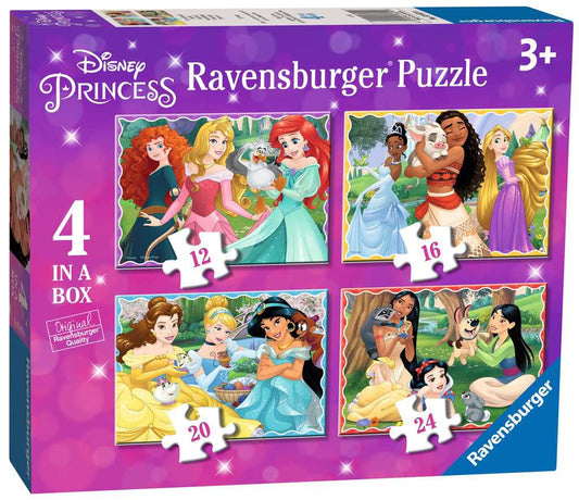 RAVENSBURGER DISNEY PRINCESS 4 IN A BOX (12, 16, 20, 24 PIECE) JIGSAW PUZZLE