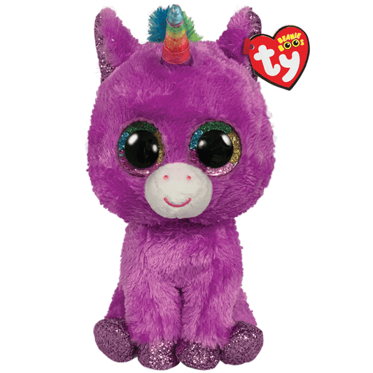 TY ROSETTE PURPLE UNICORN BEANIE BOO 15CM