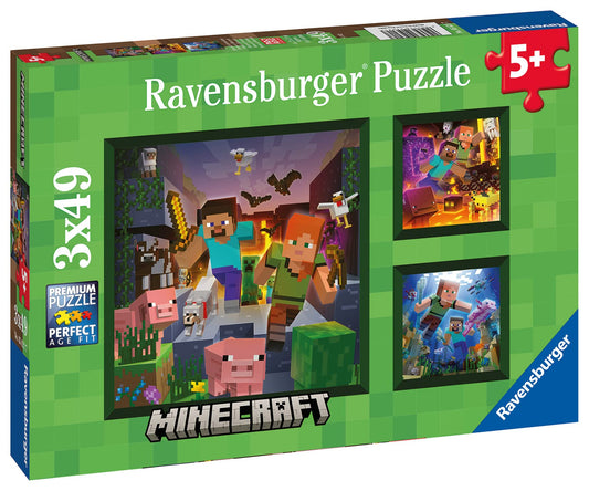 Ravensburger Minecraft Biomes 3 x 49 Piece Jigsaw Puzzle