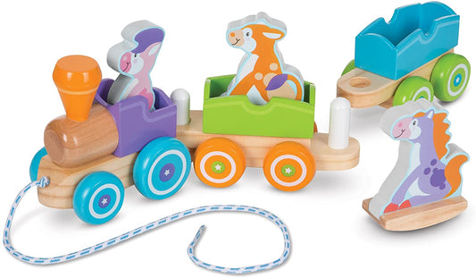 MELISSA & DOUG ROCKING PULL TRAIN - FARM ANIMALS