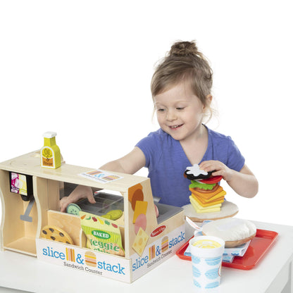 MELISSA & DOUG SLICE & STACK WOODEN SANDWICH COUNTER