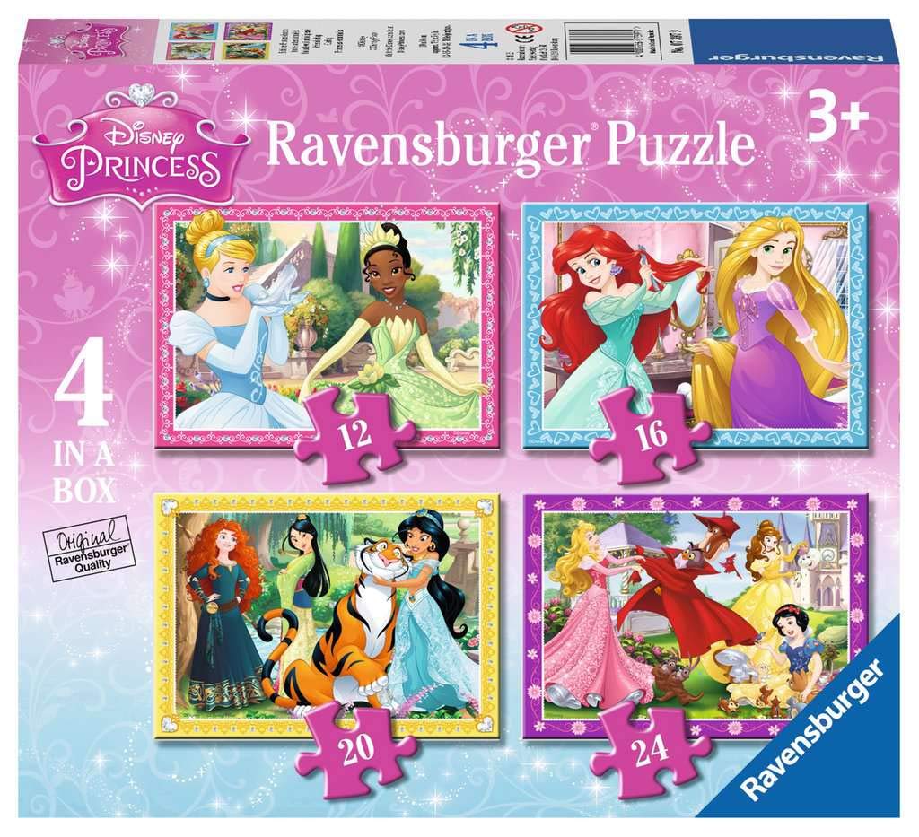 Ravensburger Disney Princess 4 In A Box 12/16/20/24 Piece Jigsaw Puzzles