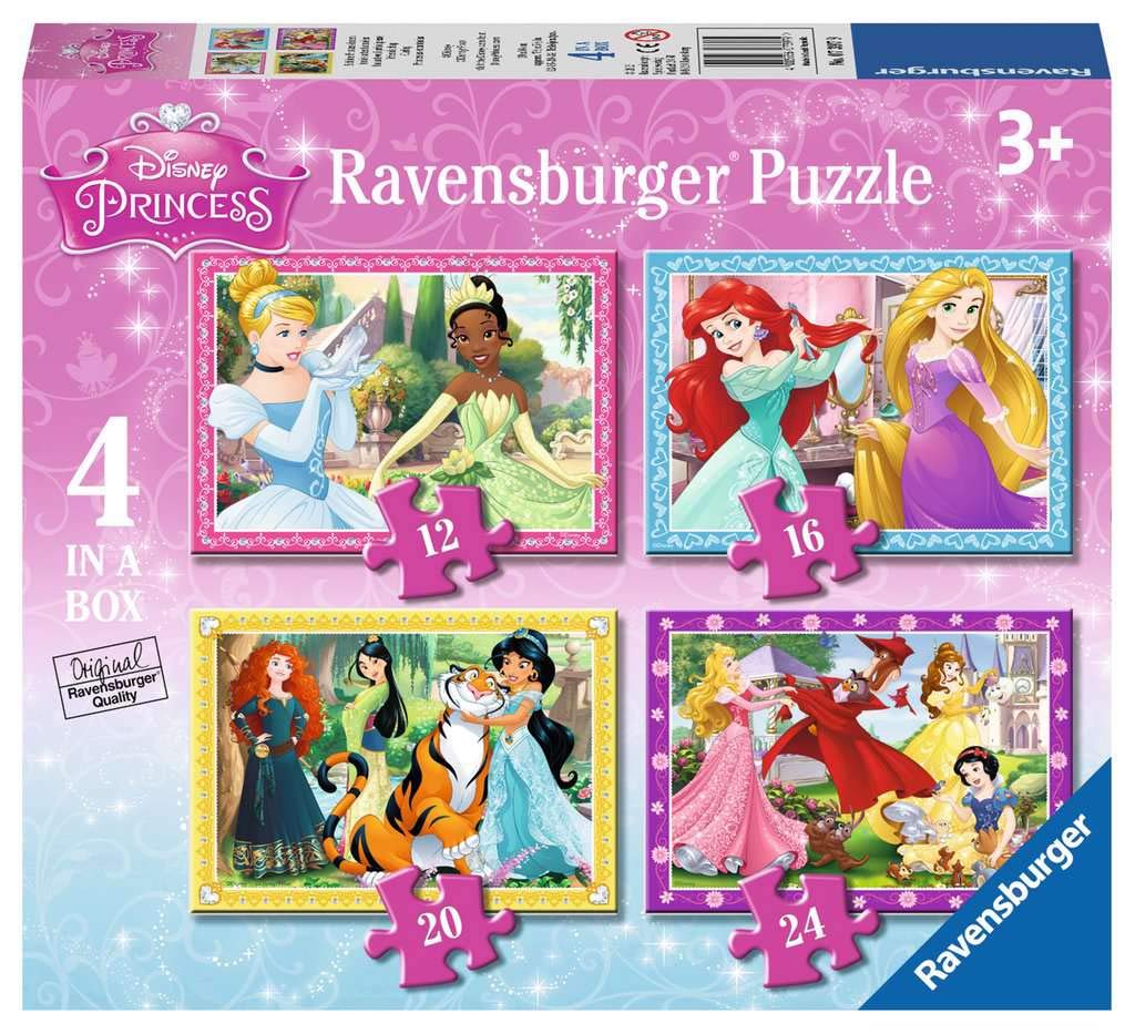 Ravensburger Disney Princess 4 In A Box 12/16/20/24 Piece Jigsaw Puzzl ...