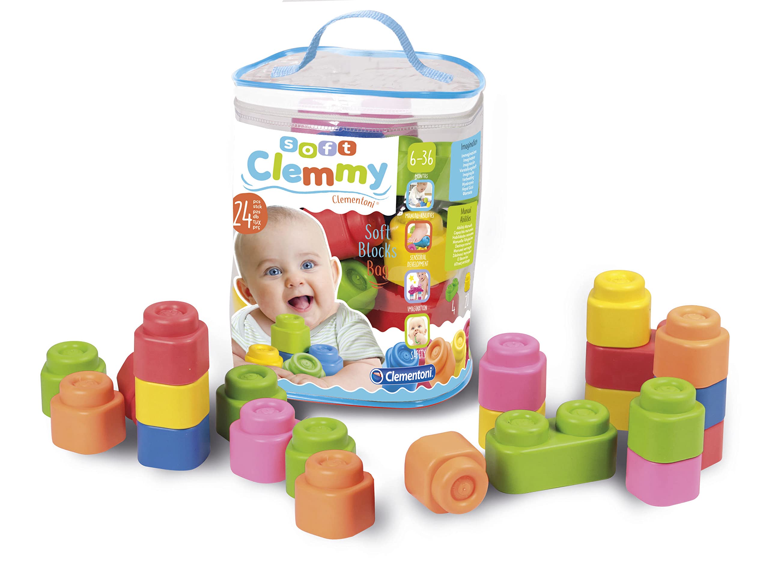Baby Clementoni Soft Clemmy Blocks - 24pc Bag