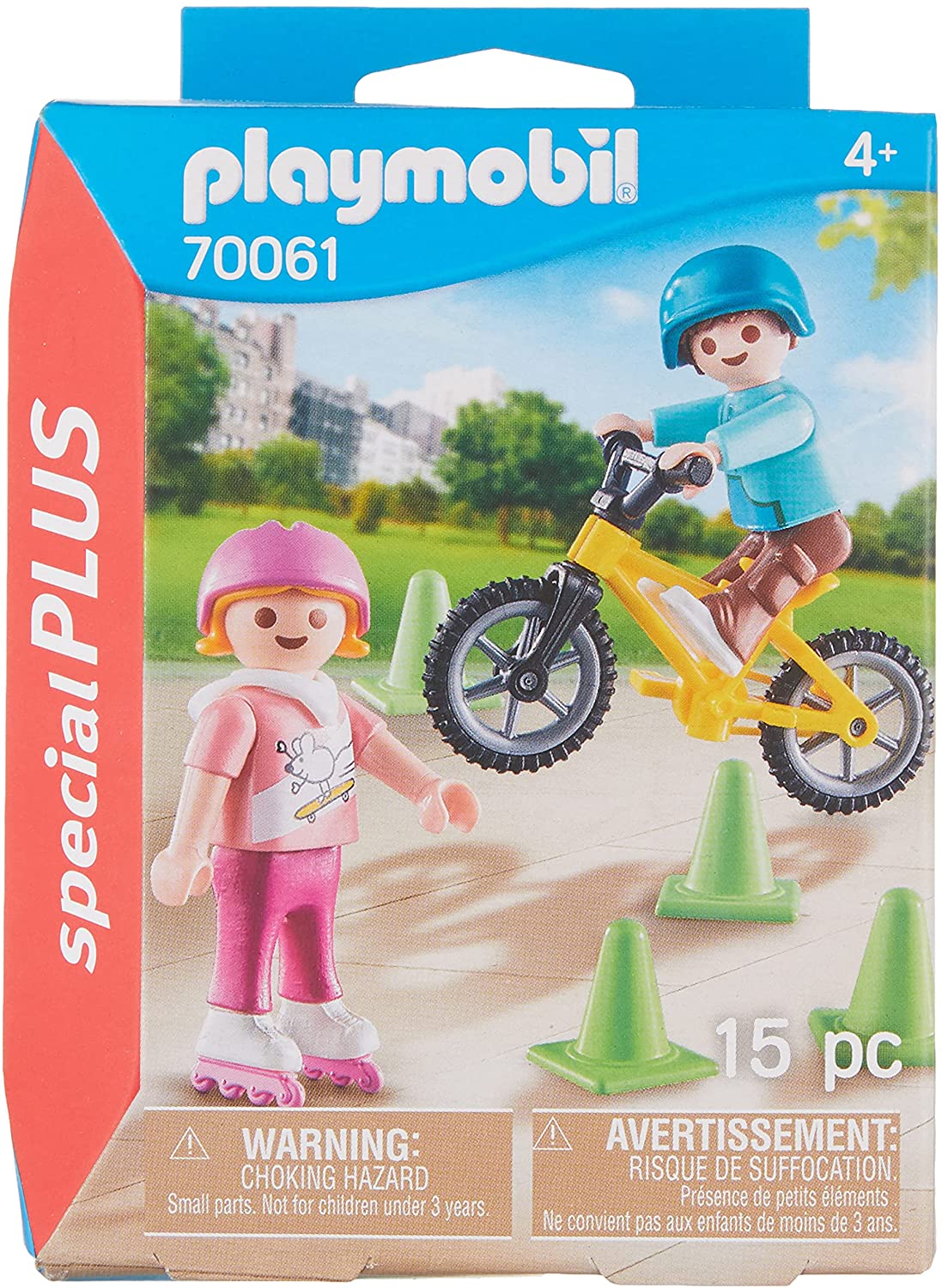 PLAYMOBIL 70061 CHILDREN WITH SKATES AND BIKE