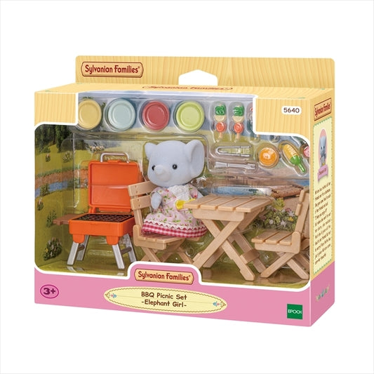 Sylvanian Families BBQ Picnic Set with Elephant Girl