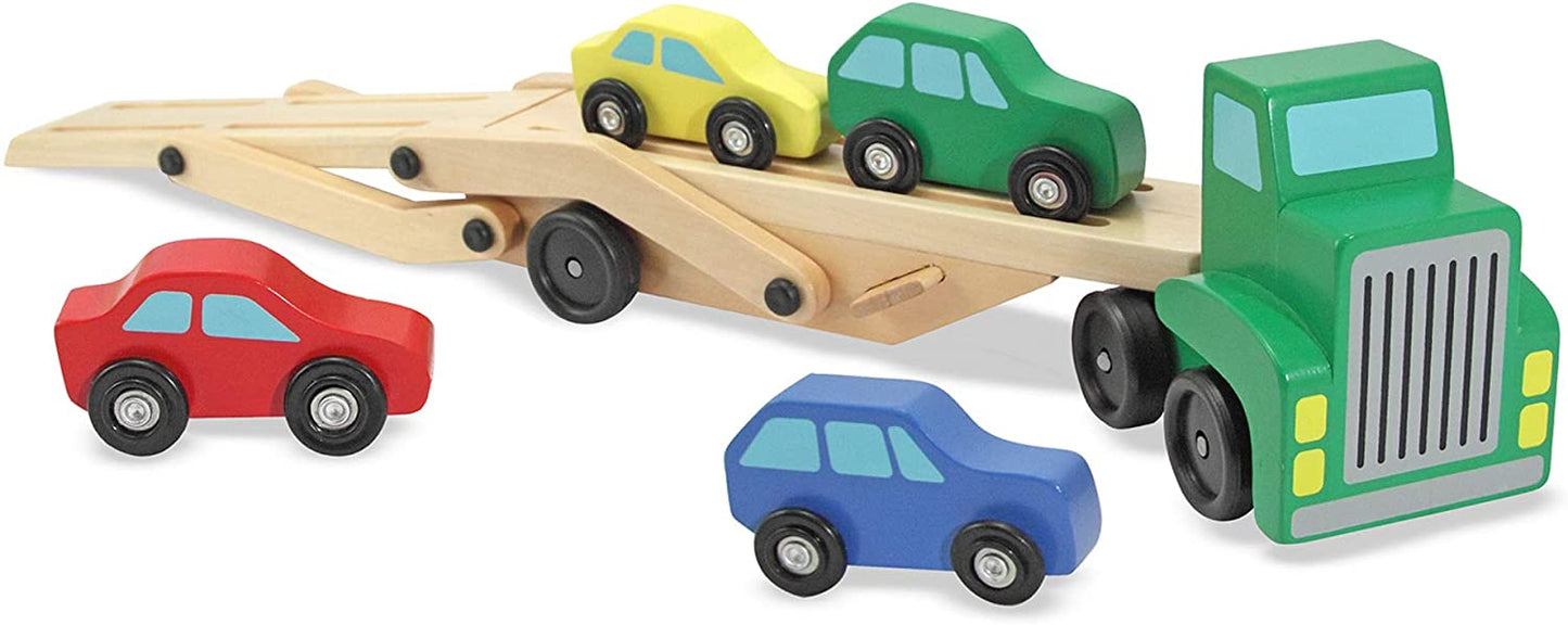 MELISSA & DOUG WOODEN CAR TRANSPORTER