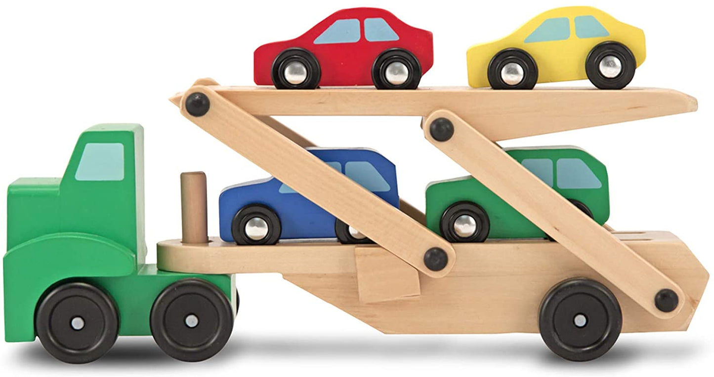 MELISSA & DOUG WOODEN CAR TRANSPORTER