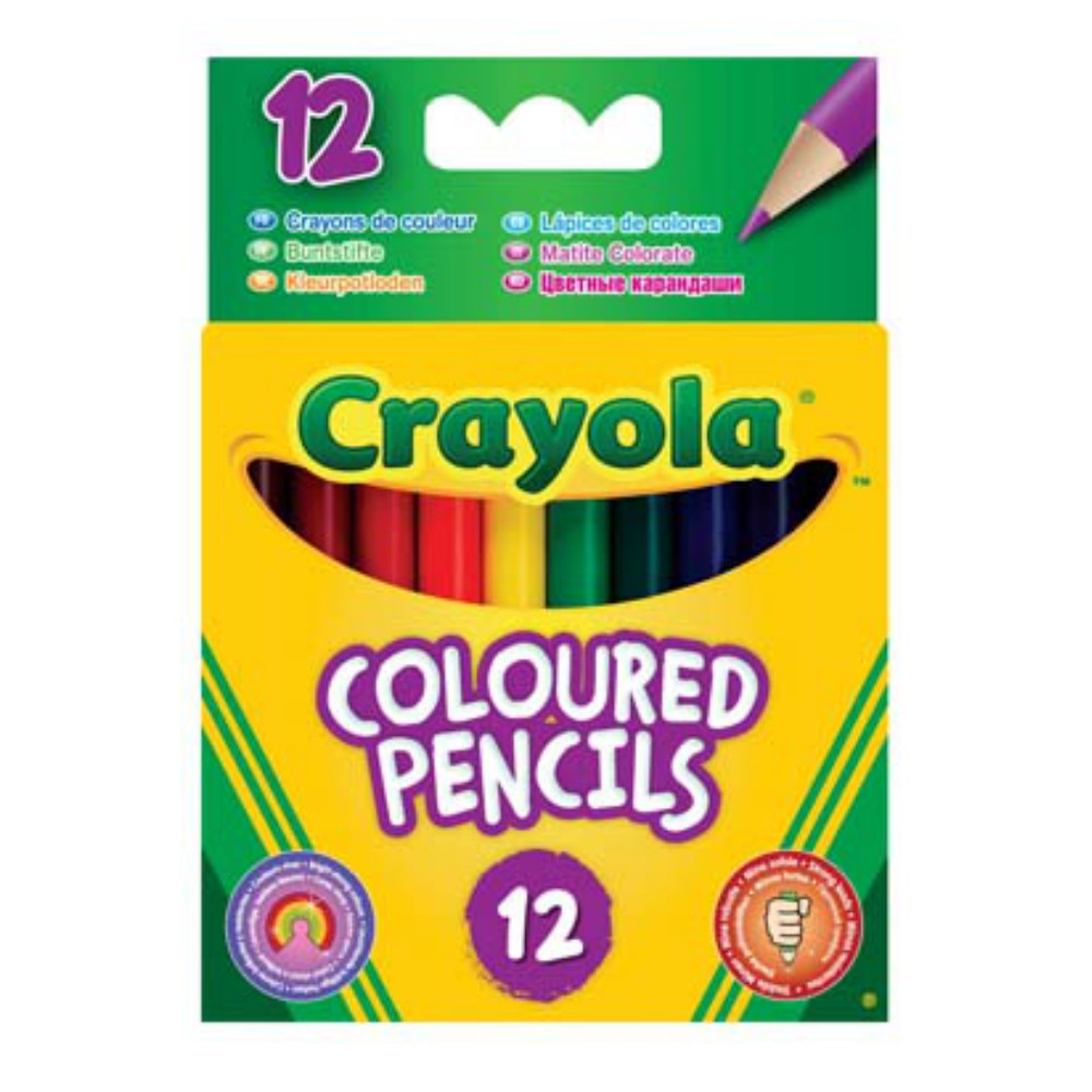 CRAYOLA HALF LENGTH COLOURING PENCILS 12 PACK